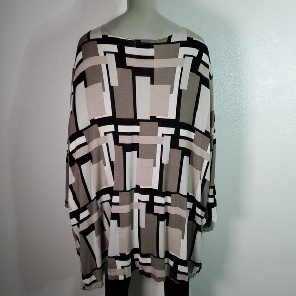 Ellos Womens Top Plus Size 5X Stretch Deep V-Neck Gathered Front Multicolor - Picture 4 of 6